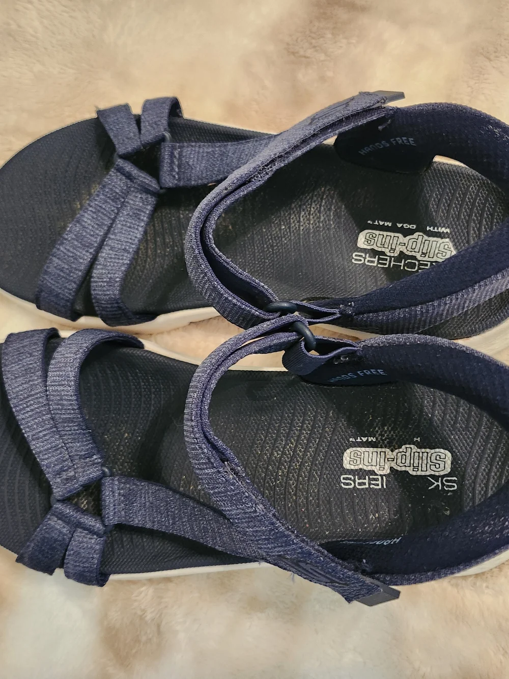 Skechers Go Walk Slip In Navy Blue Sport Sandals Women Size 7